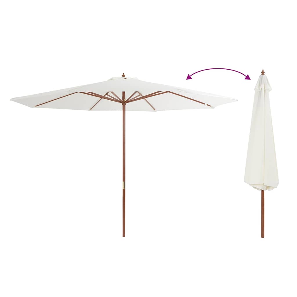 Vidaxl Parasol con palo in legno 350 cm di sabbia bianca