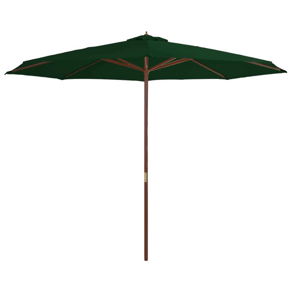 Vidaxl Parasol con palo in legno 350 cm verde