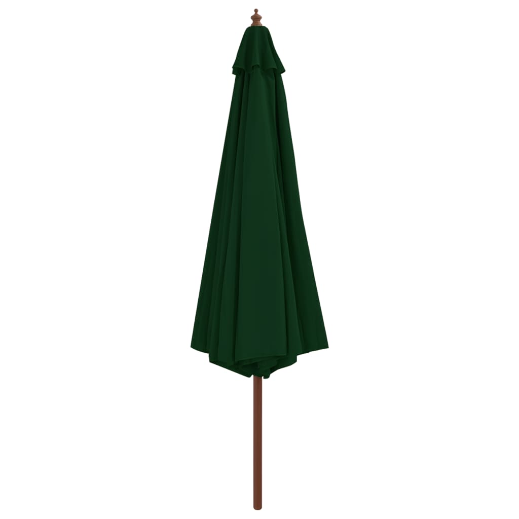 Vidaxl Parasol con palo in legno 350 cm verde