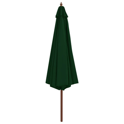 Vidaxl Parasol con palo in legno 350 cm verde