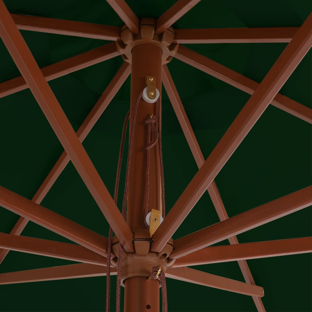Vidaxl Parasol con palo in legno 350 cm verde