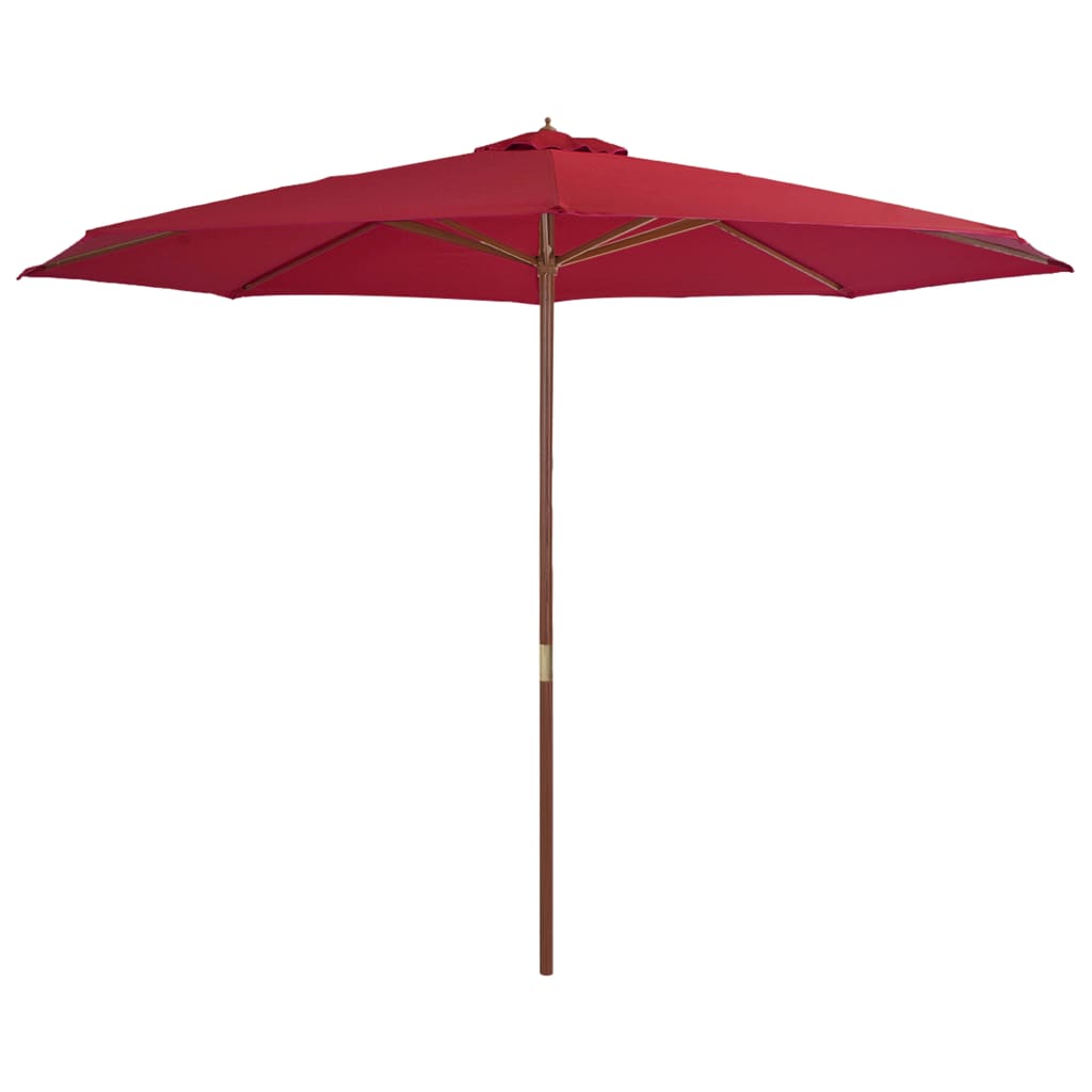 Parasol Vidaxl con poste de madera 350 cm Burdeos rojo