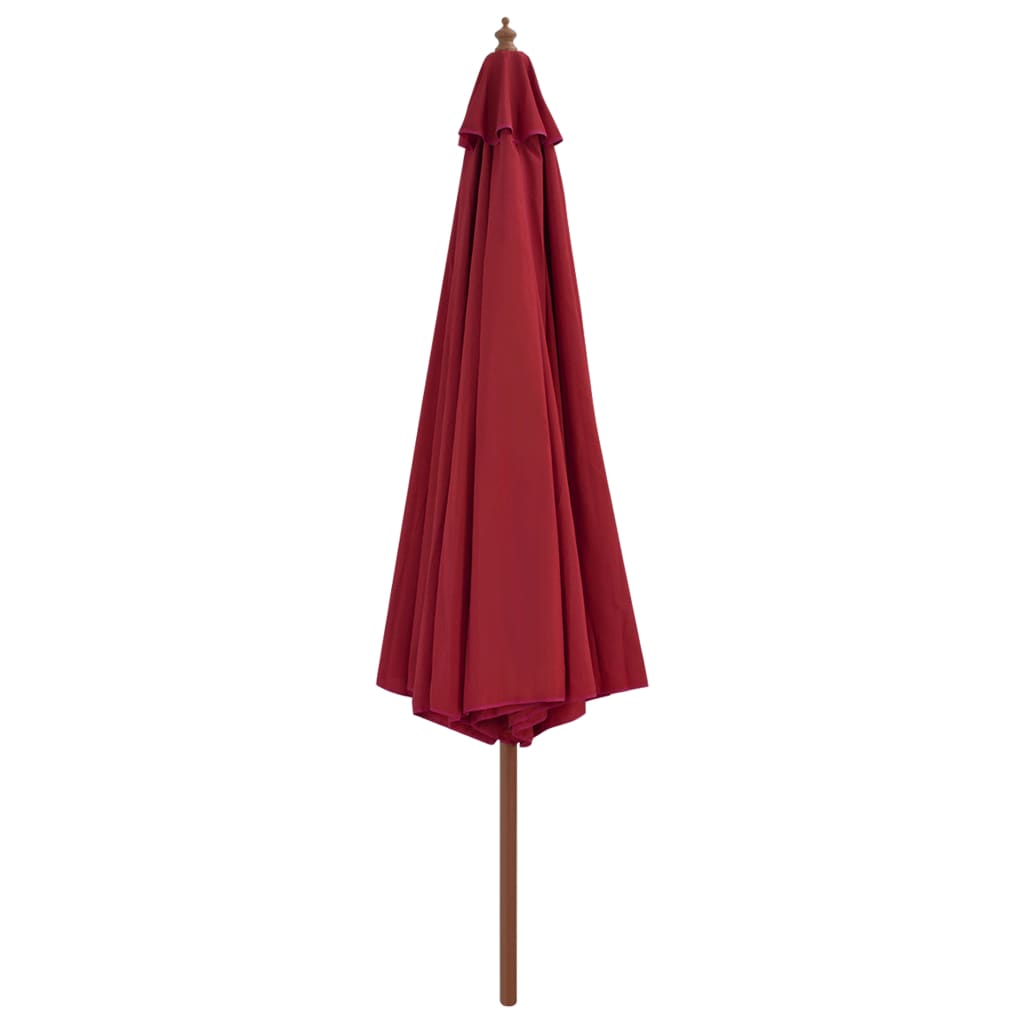 Parasol Vidaxl con poste de madera 350 cm Burdeos rojo