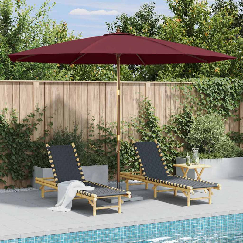 Vidaxl Parasol con palo in legno 350 cm Bordeaux rosso