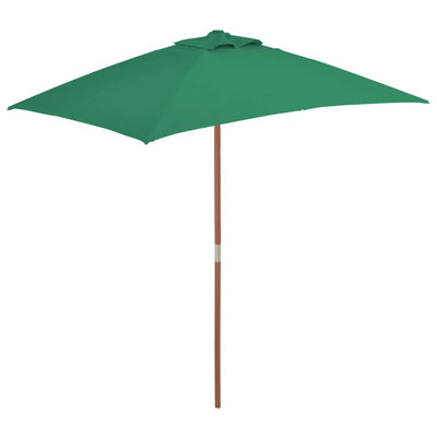 Vidaxl Parasol con palo in legno 150x200 cm verde