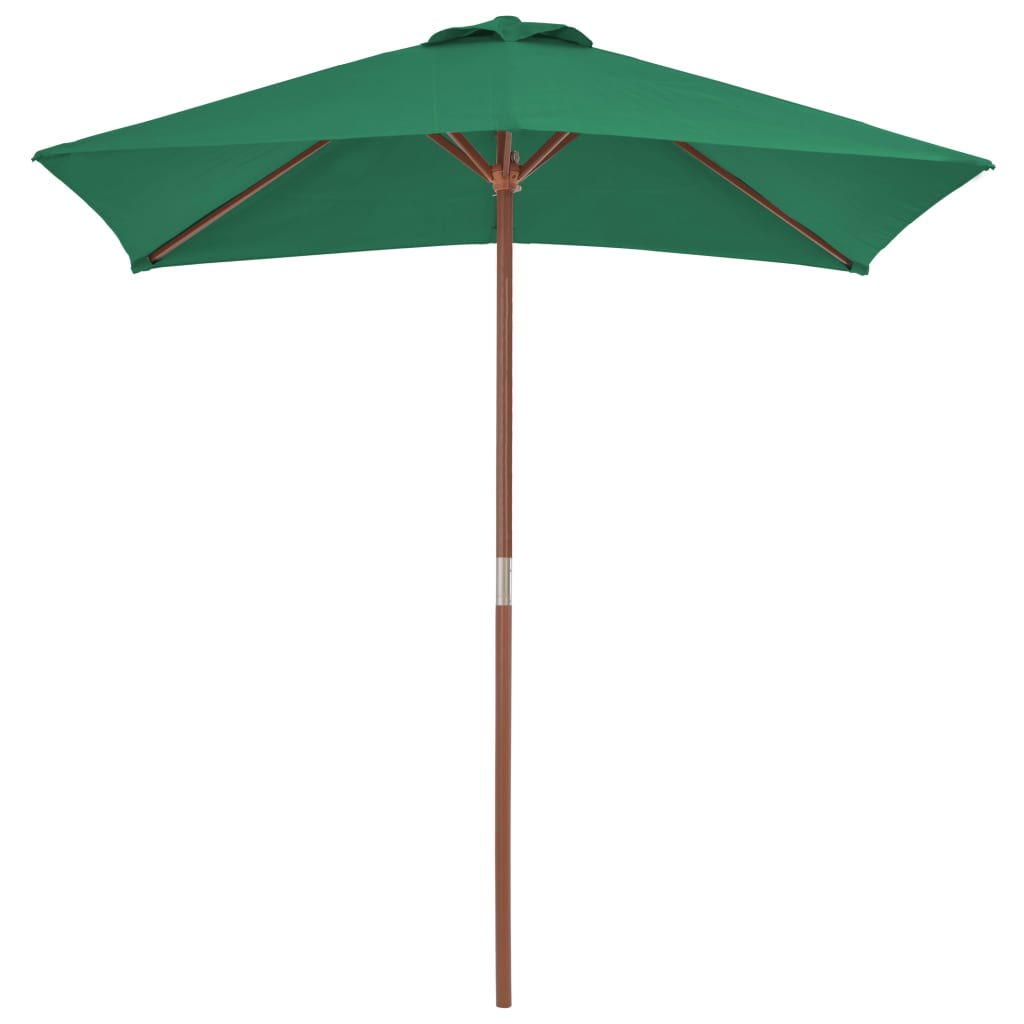 Vidaxl Parasol con poste de madera 150x200 cm verde