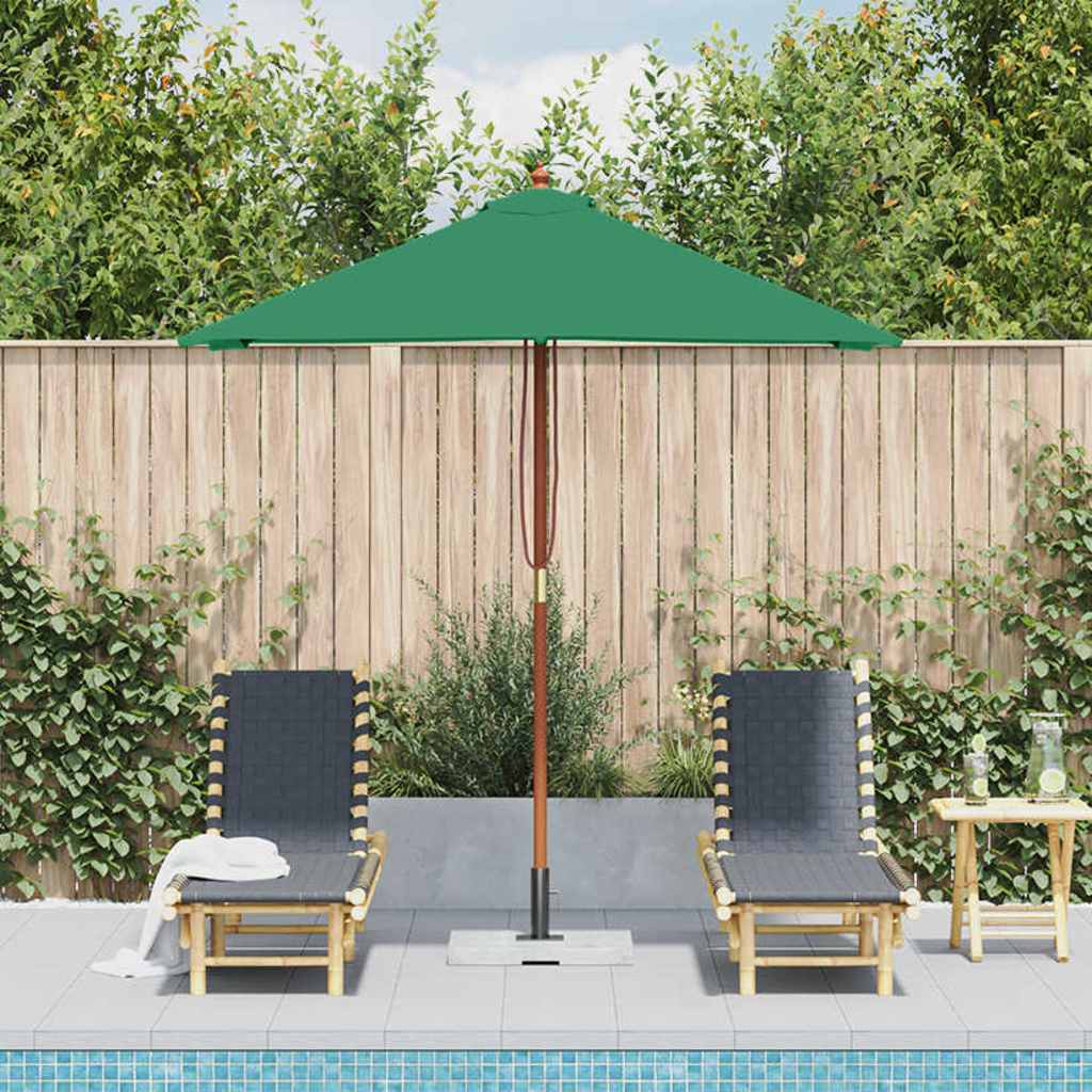 Vidaxl Parasol con poste de madera 150x200 cm verde