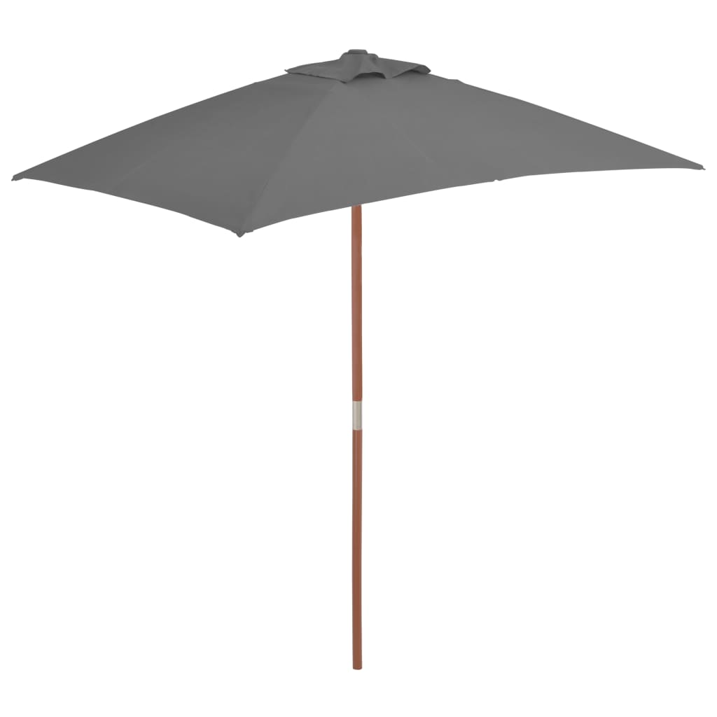 Parasol Vidaxl con poste de madera 150x200 cm antracita