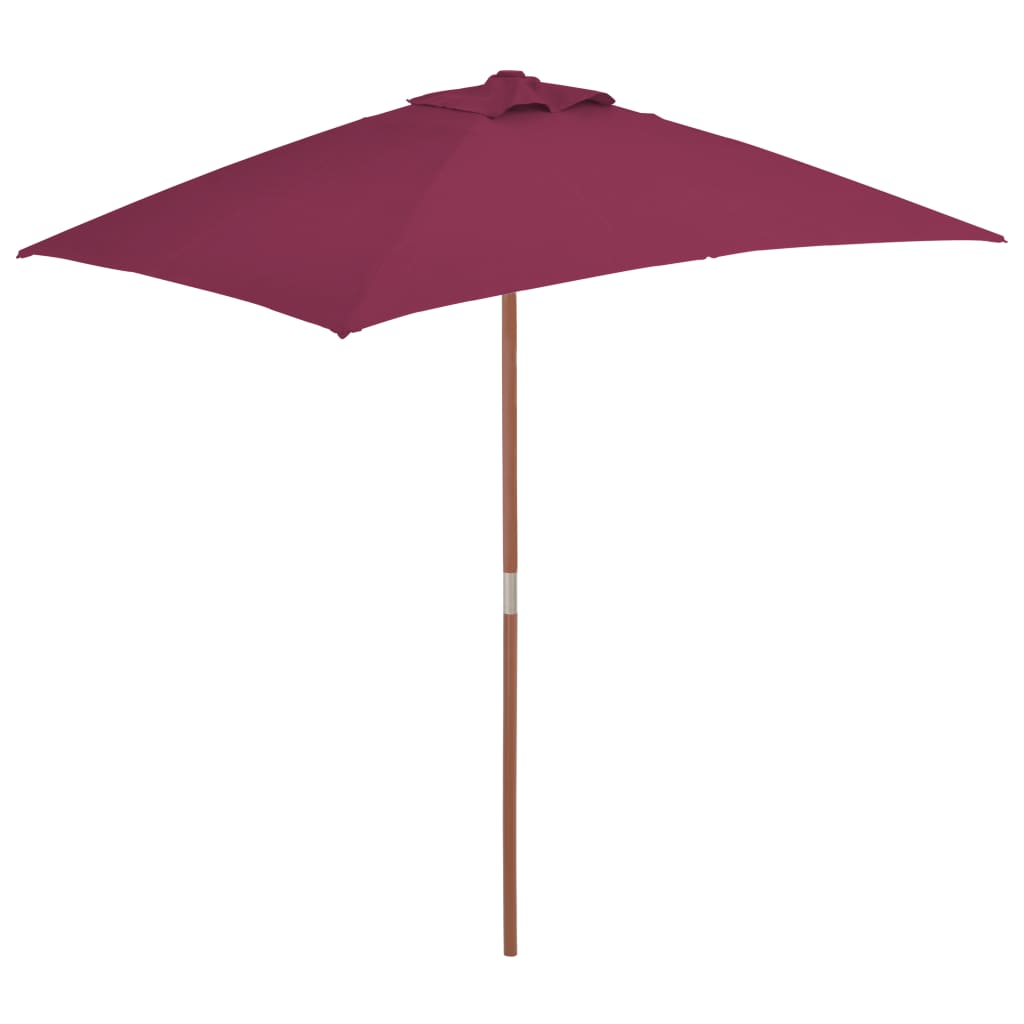Parasol Vidaxl con poste de madera 150x200 cm Burdeos rojo