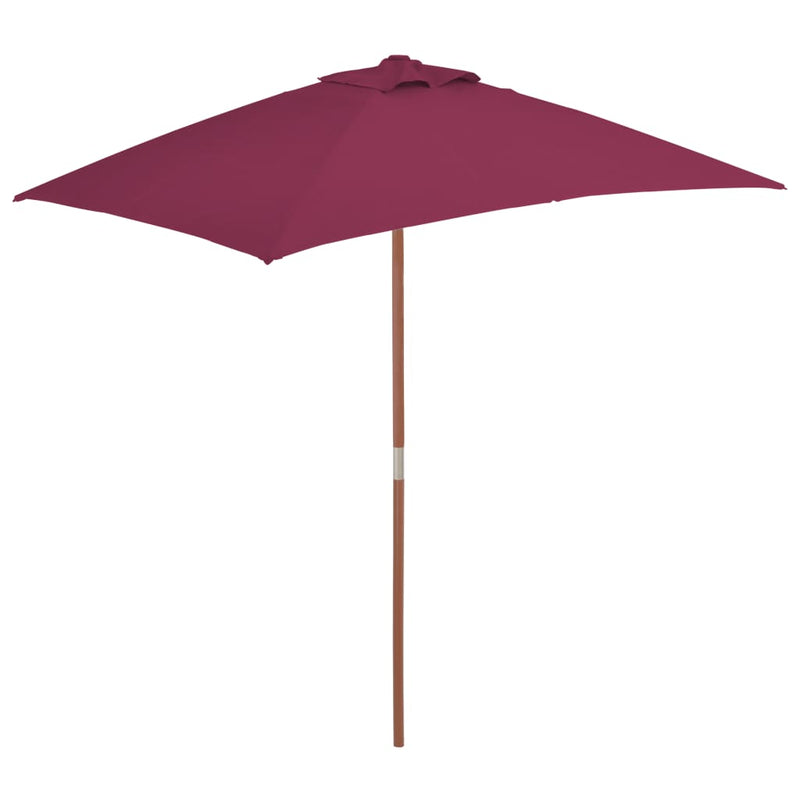 Parasol Vidaxl con poste de madera 150x200 cm Burdeos rojo