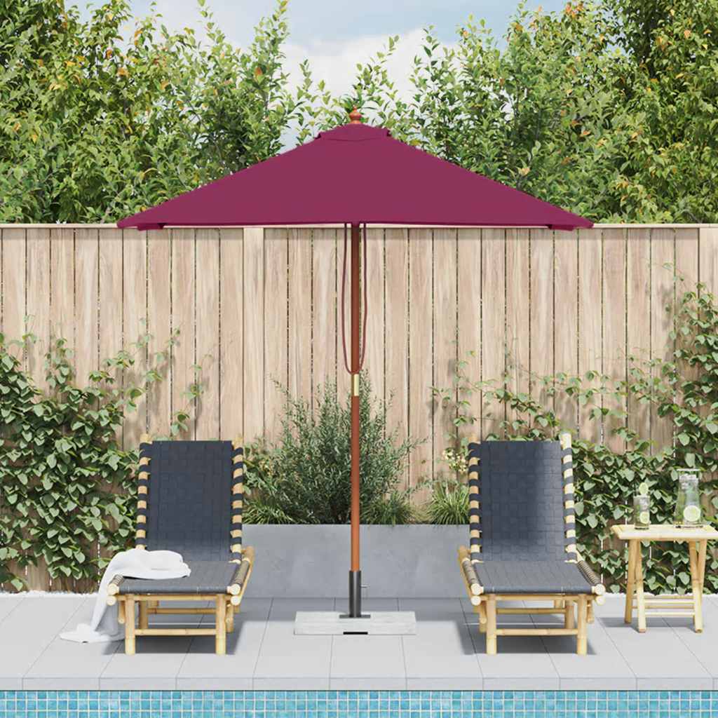 Parasol Vidaxl con poste de madera 150x200 cm Burdeos rojo