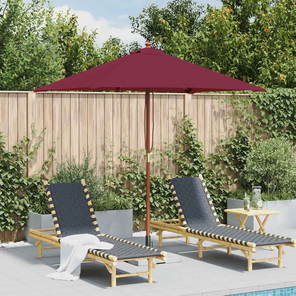 Parasol Vidaxl con poste de madera 150x200 cm Burdeos rojo