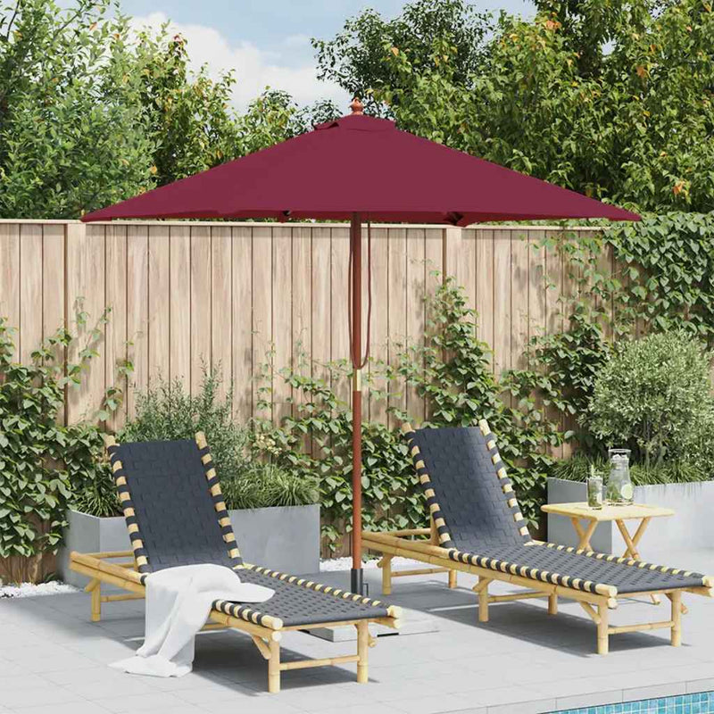 Vidaxl parasol met houten paal 150x200 cm bordeauxrood