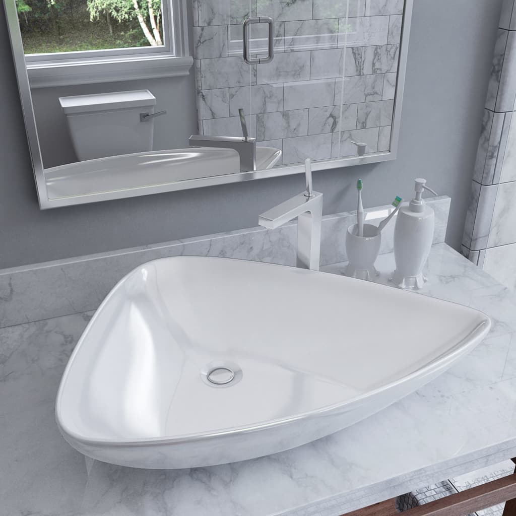 Vidaxl Washbasin Triangular 645x455x115 mm de cerámica blanca