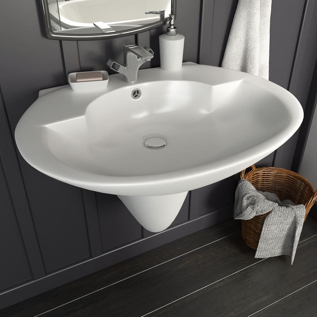 Vidaxl Washbasin Wall -montato 690x520x210 mm bianco in ceramica