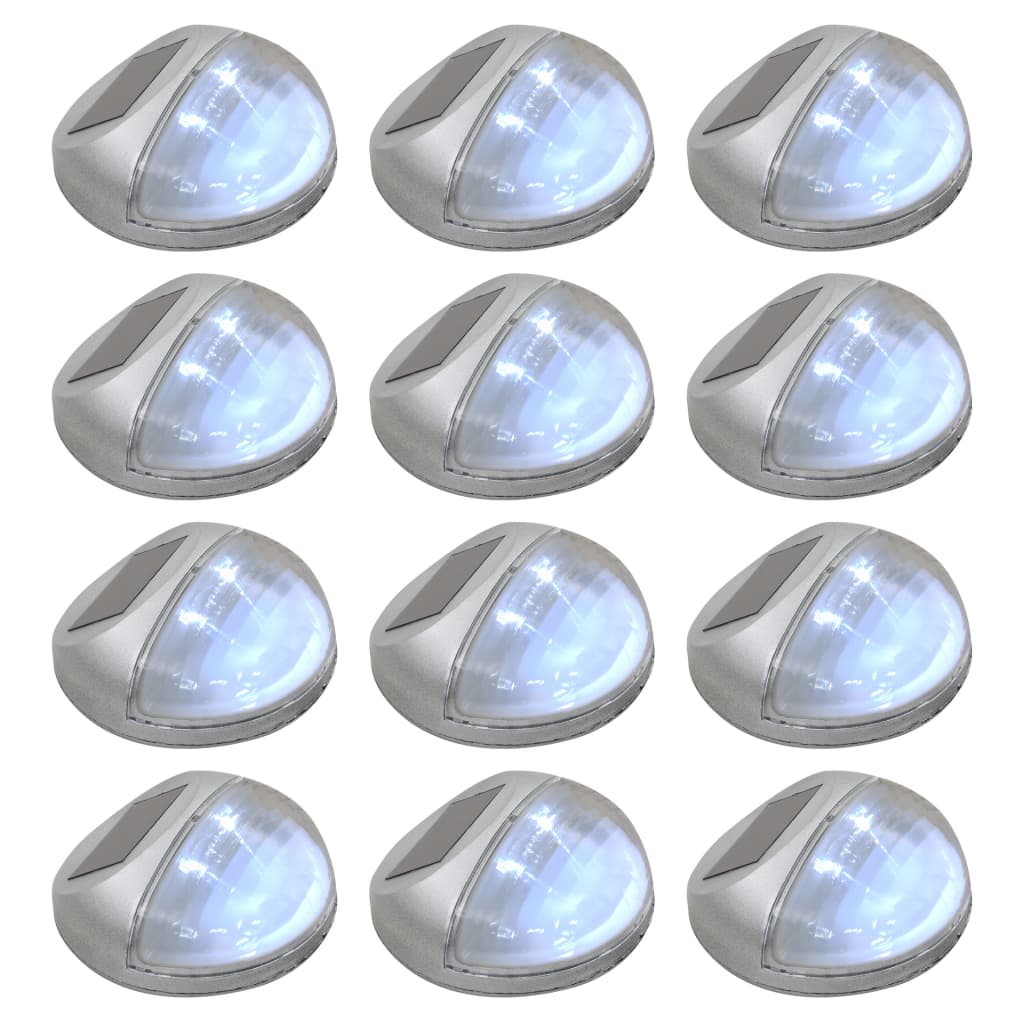 Lámparas de pared LED Vidaxl solar alrededor de Silver 12 PCS