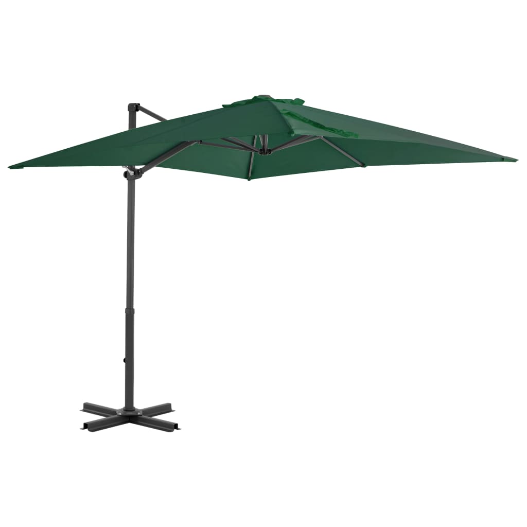 Parasol flotante de Vidaxl con poste de aluminio 250x250 cm verde