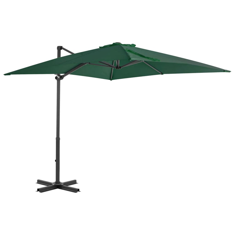 Parasol flotante de Vidaxl con poste de aluminio 250x250 cm verde