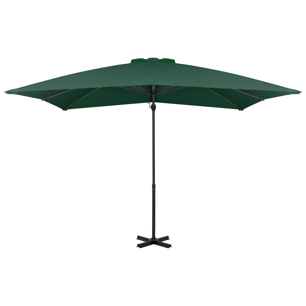 Parasol flotante de Vidaxl con poste de aluminio 250x250 cm verde