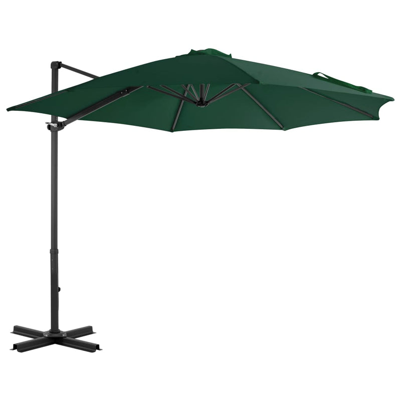 Vidaxl Parasolo galleggiante con polo in alluminio 300 cm verde
