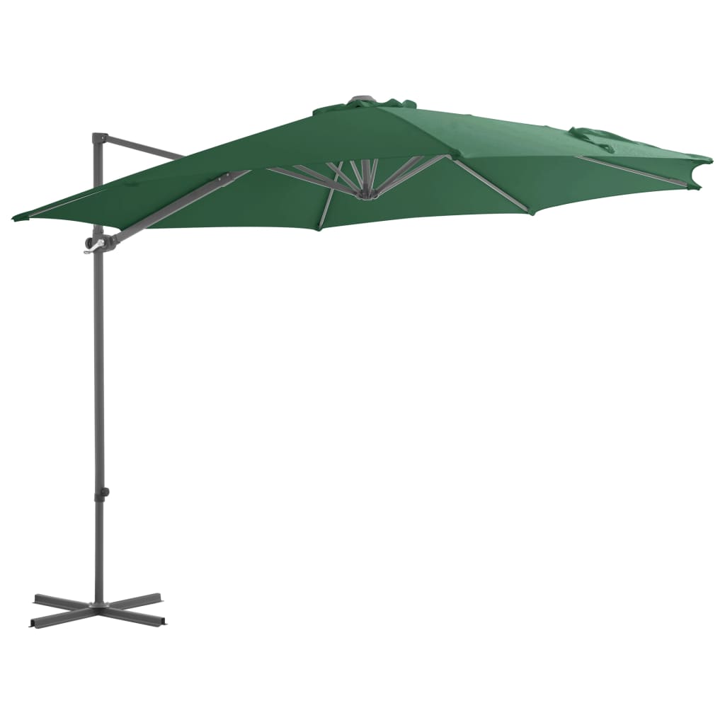 Parasol flotante Vidaxl con poste de acero de 300 cm verde