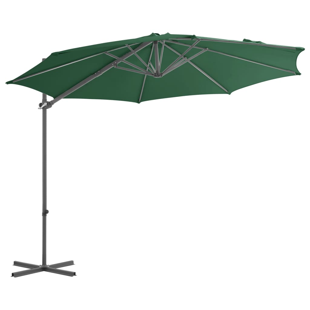 Parasol flotante Vidaxl con poste de acero de 300 cm verde