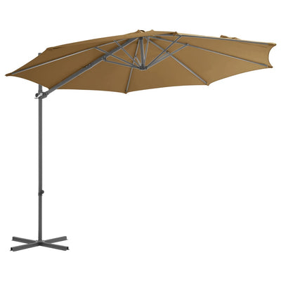 Vidaxl Floating Parasol con polo in acciaio 300 cm taupe