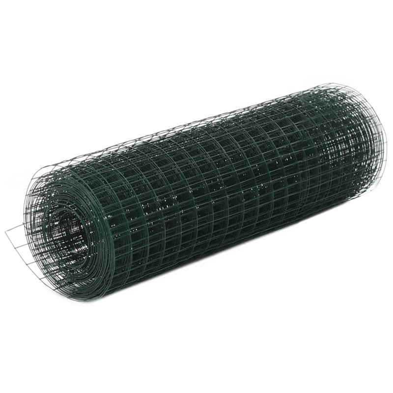 Alambre de pollo Vidaxl 10x0.5 m de acero con recubrimiento de PVC verde