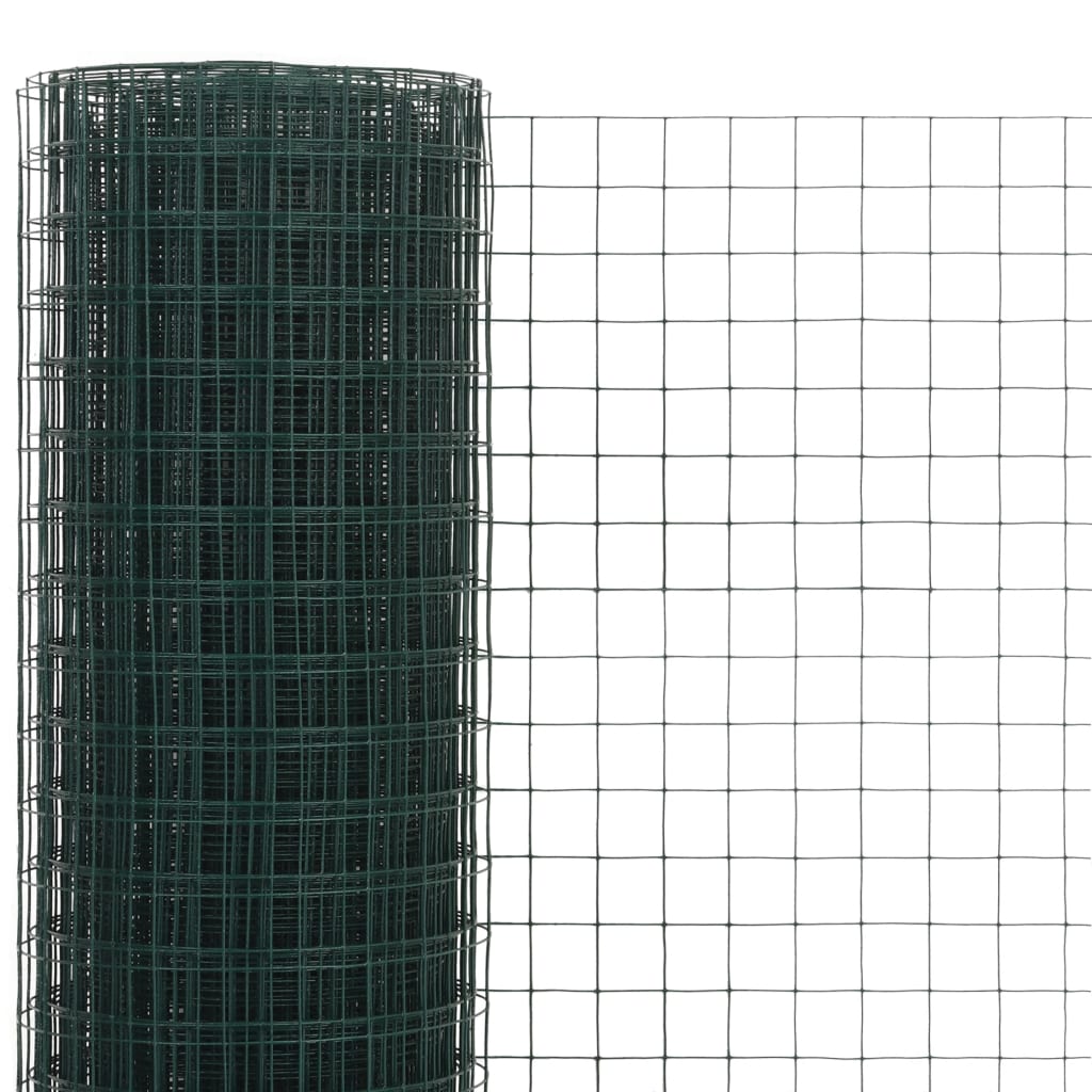 Alambre de pollo Vidaxl 10x0.5 m de acero con recubrimiento de PVC verde