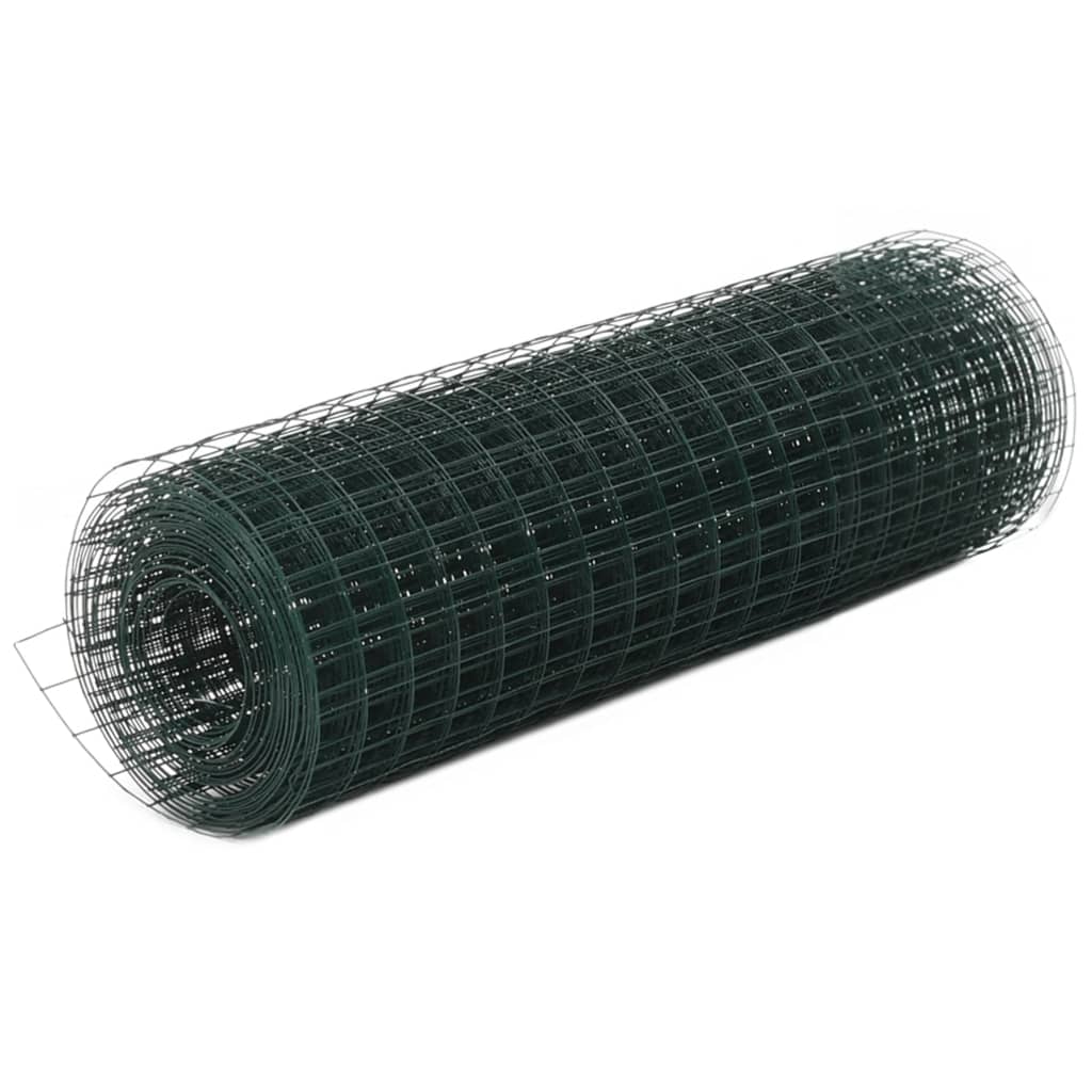 Alambre de pollo Vidaxl 10x0.5 m de acero con recubrimiento de PVC verde