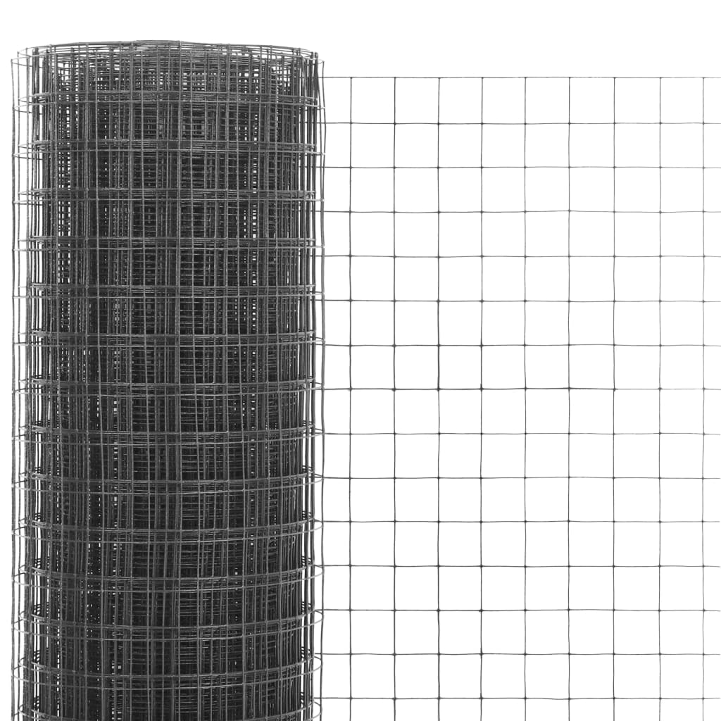 Alambre de pollo Vidaxl 25x1.5 m de acero con recubrimiento de PVC gris