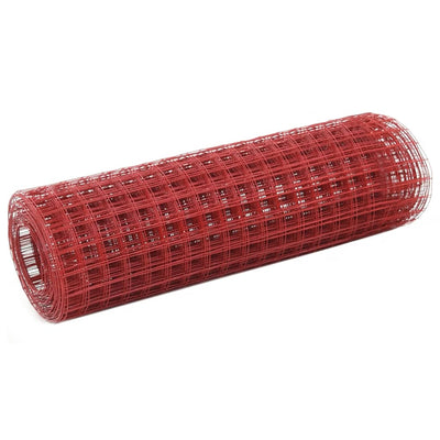 Alambre de pollo Vidaxl 10x0.5 m de acero con recubrimiento de PVC rojo