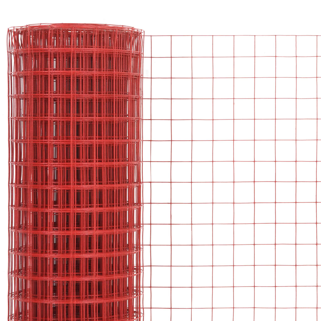 Alambre de pollo Vidaxl 25x1.5 m de acero con recubrimiento de PVC rojo