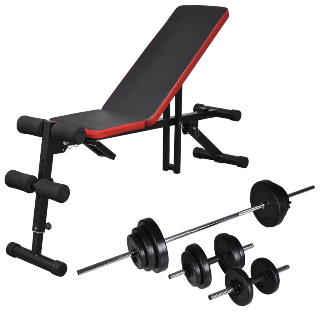 Vidaxl Banco muscolare addominale con manubri set regolabile 30,5 kg