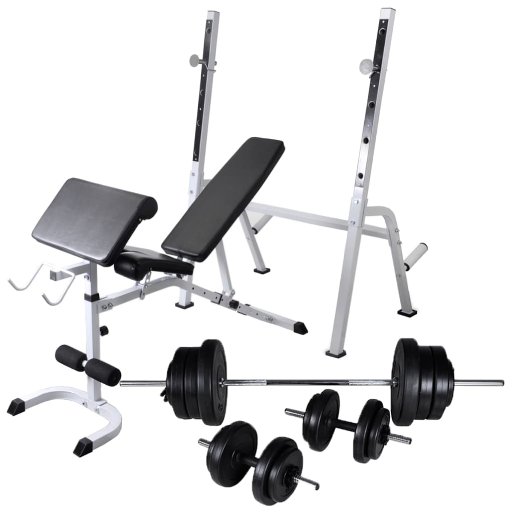 Banca di allenamento Vidaxl con rack di peso e manubri set 60,5 kg