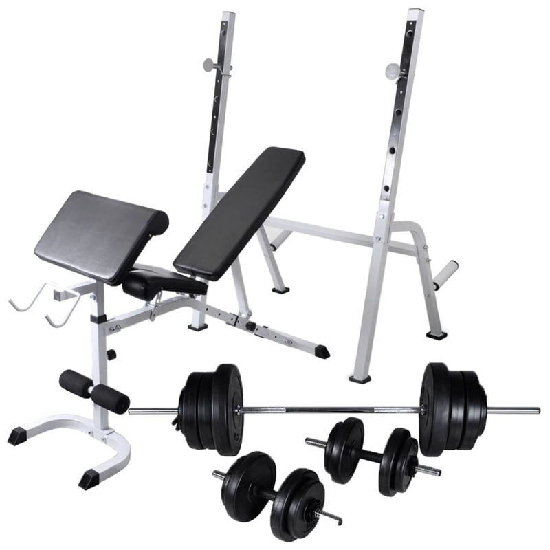 Banca di allenamento Vidaxl con rack di peso e manubri set 60,5 kg