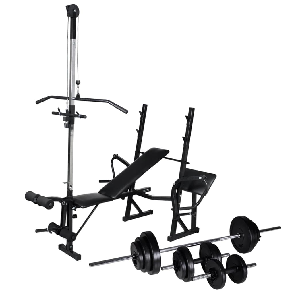 Banco de entrenamiento de Vidaxl con estante de pesas y mancuernas 30.5 kg