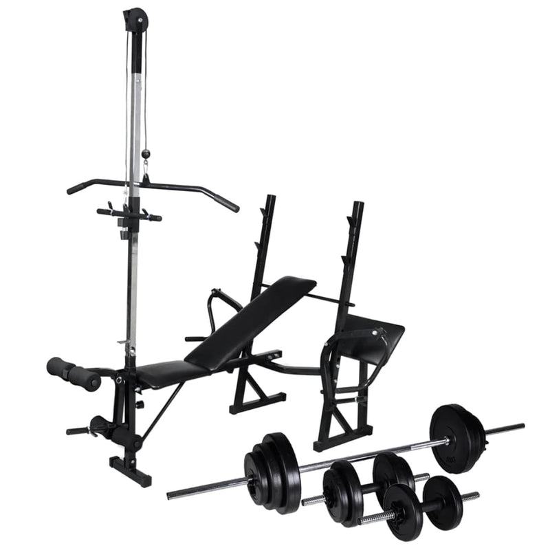 Banco de entrenamiento de Vidaxl con estante de pesas y mancuernas 30.5 kg