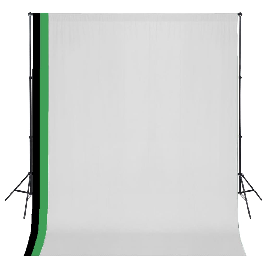Vidaxl Photo Studio Conjunto con 3 fondos de algodón y marco 3x3 m