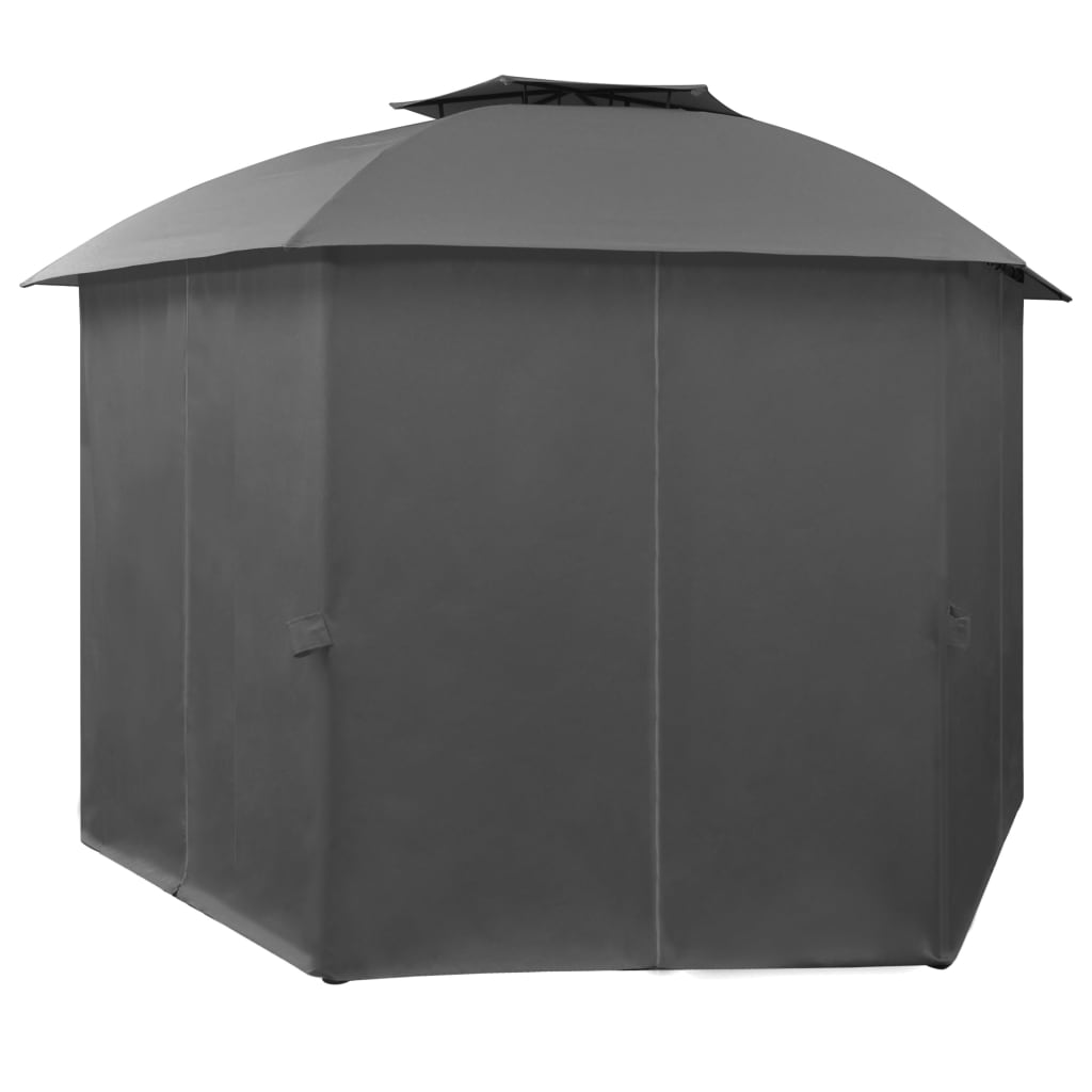 Padiglione da giardino Vidaxl con tende esagonale 360x265 cm