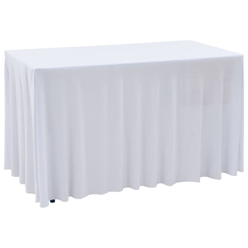 Las cubiertas de mesa Vidaxl 2 estiras con falda 243x76x74 cm blanco