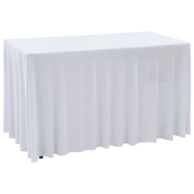 Las cubiertas de mesa Vidaxl 2 estiras con falda 243x76x74 cm blanco