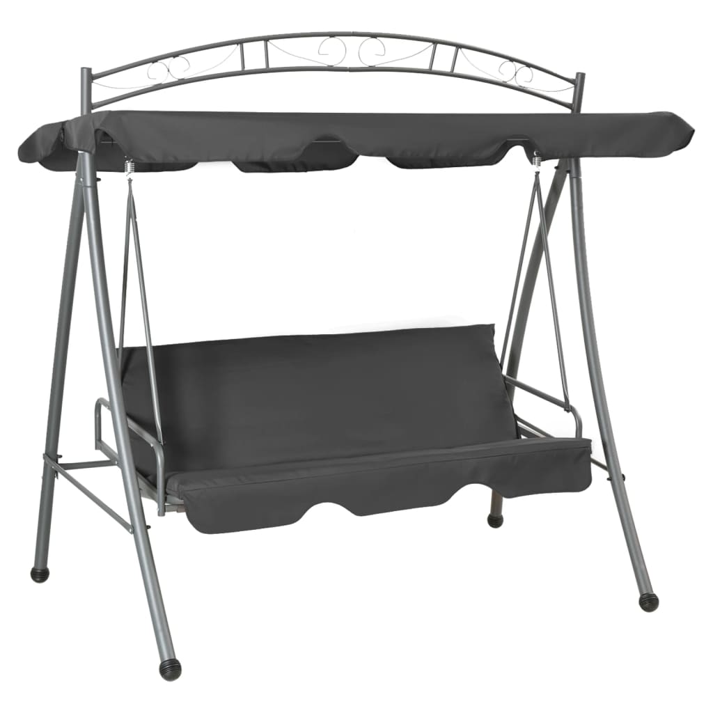 Vidaxl Swing Bench per esterno con tetto 198x120x205 cm Antracite in acciaio