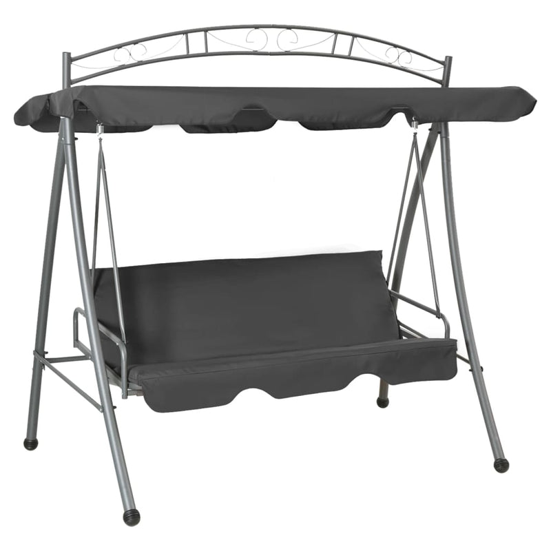 Vidaxl Swing Bench per esterno con tetto 198x120x205 cm Antracite in acciaio