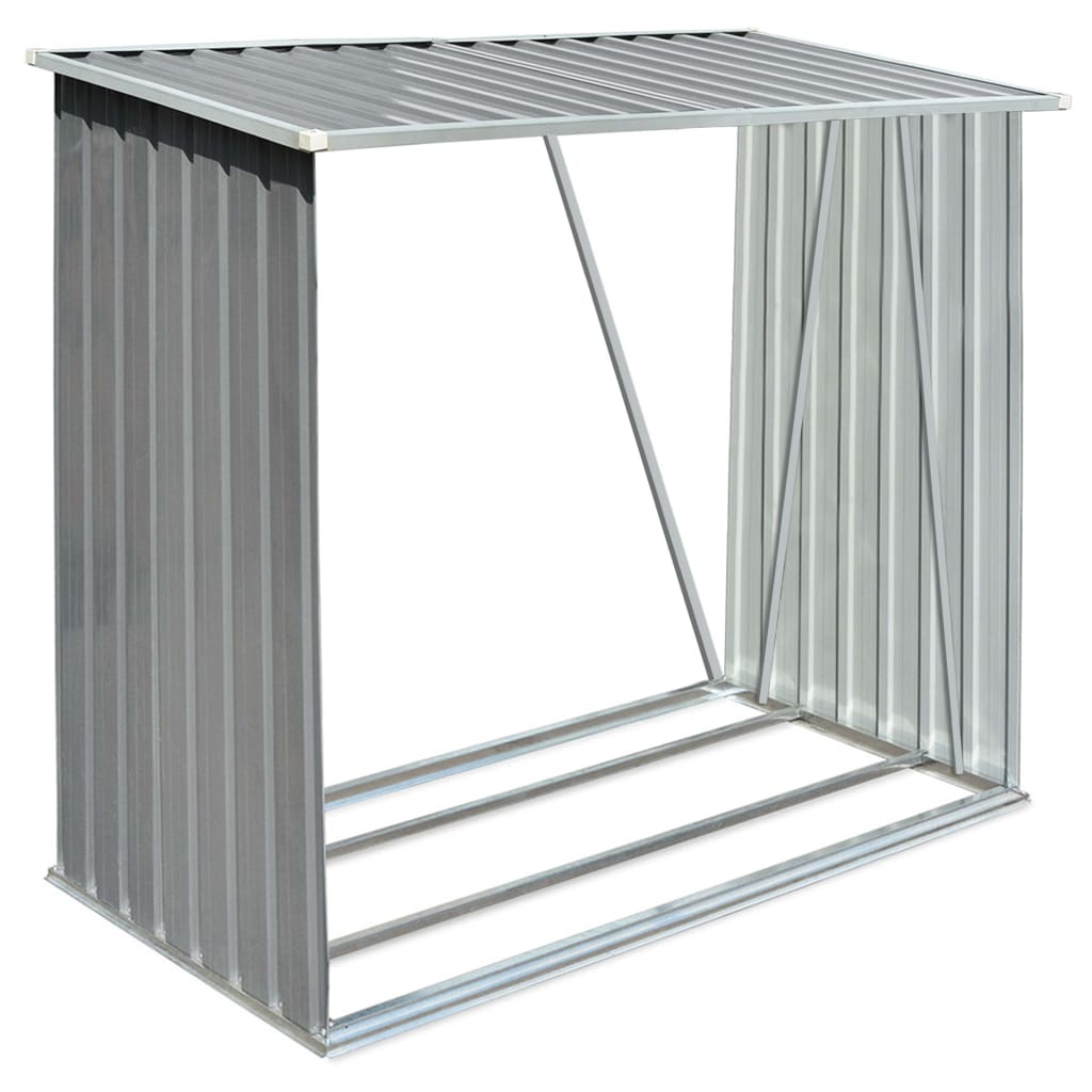 Vidaxl Firewood Shed 163x83x154 cm de acero galvanizado gris