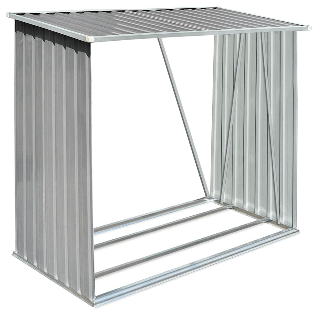 Vidaxl Firewood Shed 163x83x154 cm de acero galvanizado gris
