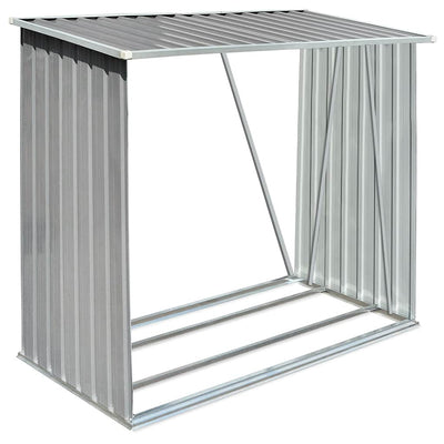 Vidaxl haardhoutschuur 163x83x154 cm gegalvaniseerd staal grijs