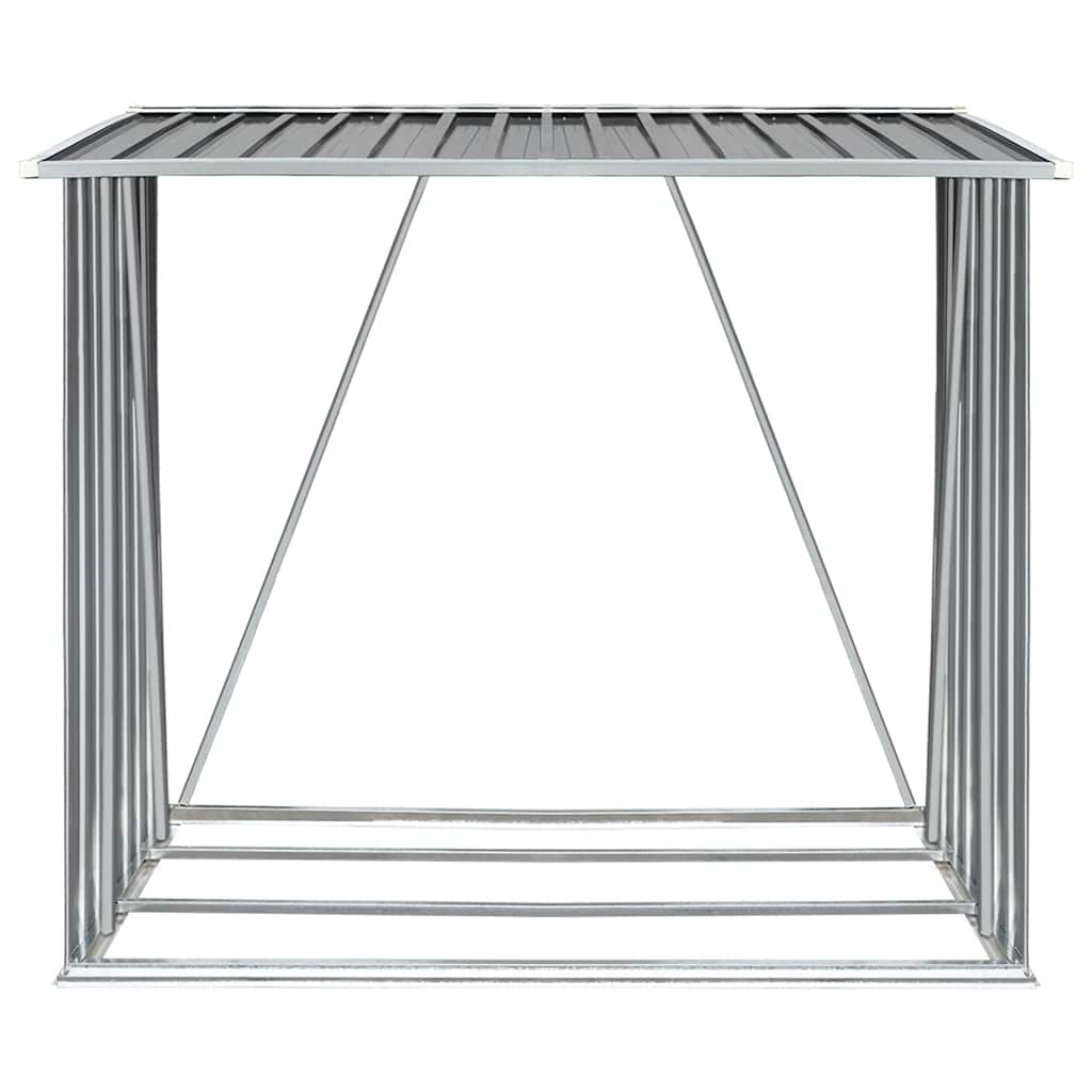 Vidaxl Firewood Shed 163x83x154 cm de acero galvanizado gris
