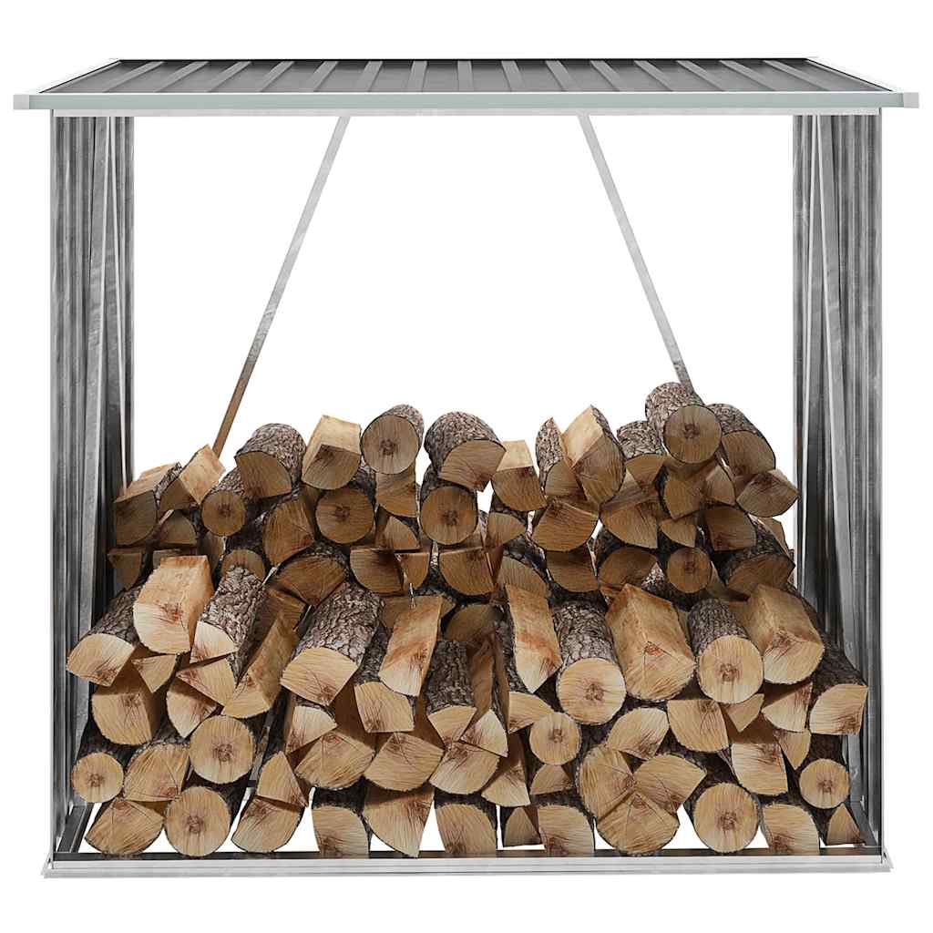 Vidaxl Firewood Shed 163x83x154 cm de acero galvanizado gris