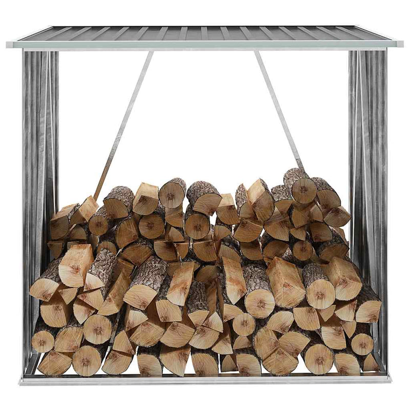 Vidaxl Firewood Shed 163x83x154 cm de acero galvanizado gris